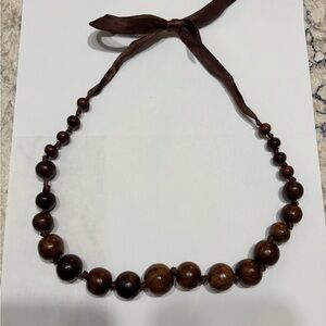 Elegant Brown Wooden Beaded Necklace